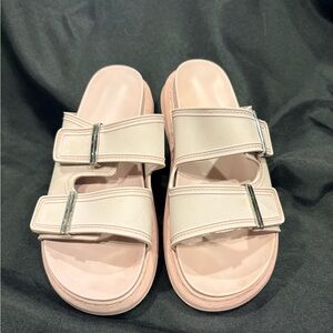 Madden Girl Blush Pink Two-Strap Platform Slides - Size 9